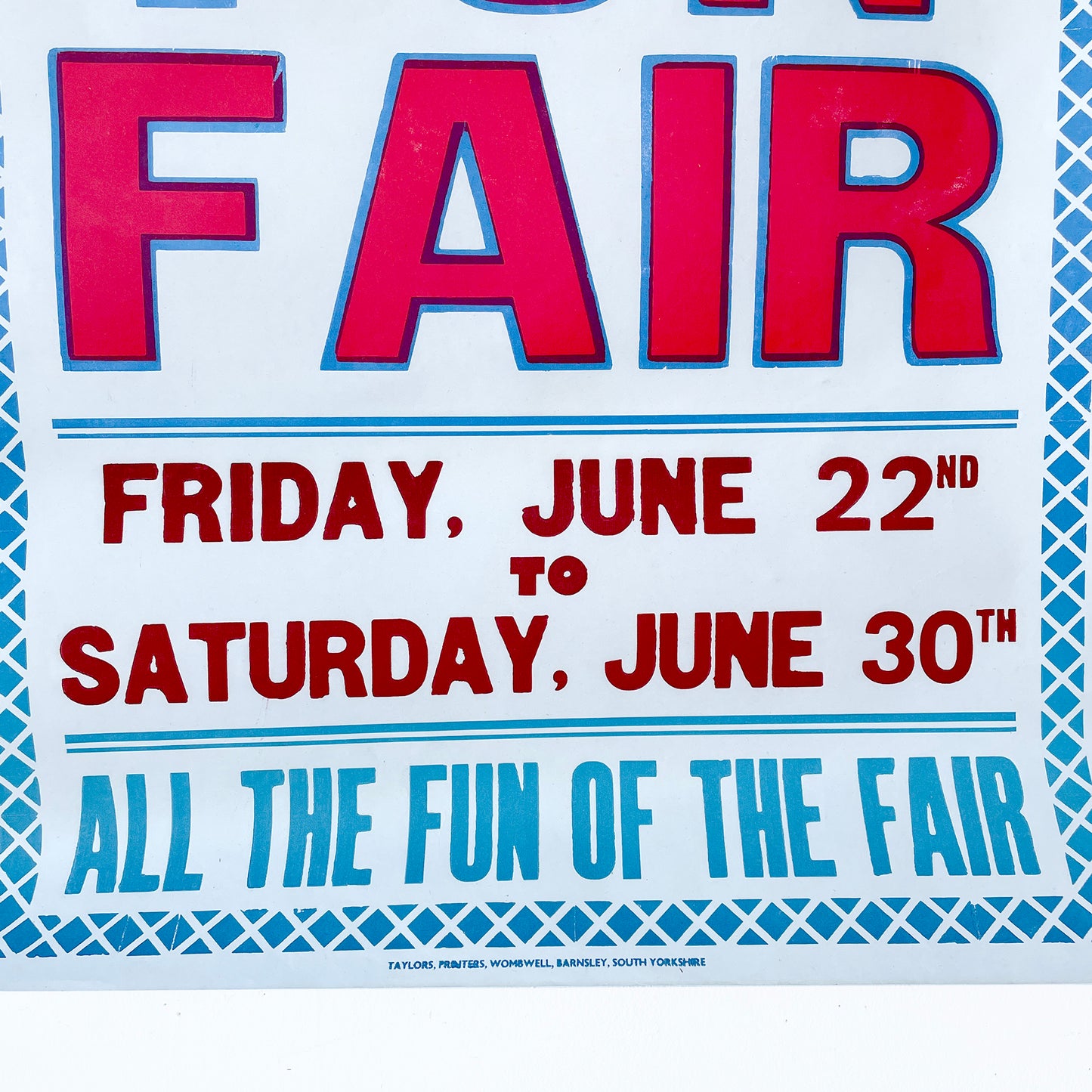 1970’s Original Letterpress Printed Poster – Firth Park Fun Fair