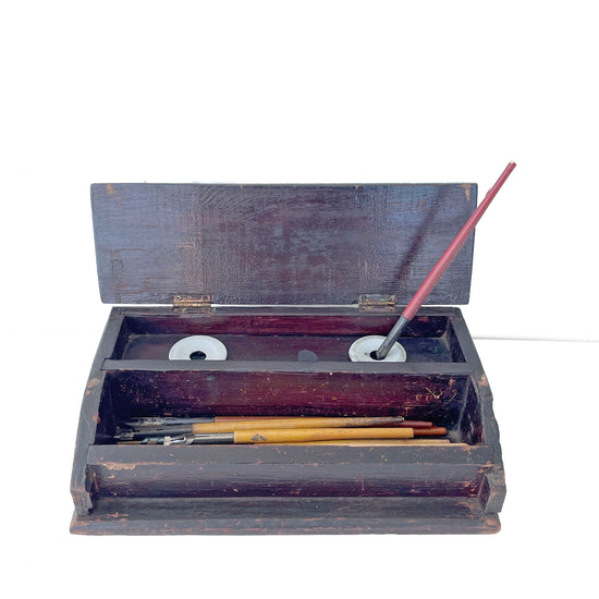 19th Century Painted Wooden Inkwell/Pen Rest