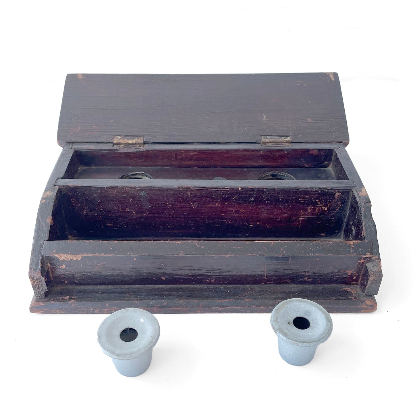 19th Century Painted Wooden Inkwell/Pen Rest