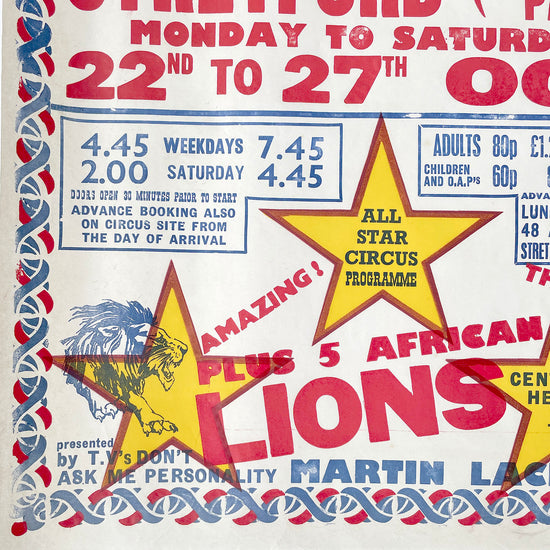 1970’s Original Letterpress Printed Poster – Circus & Wild West Show – Stretford
