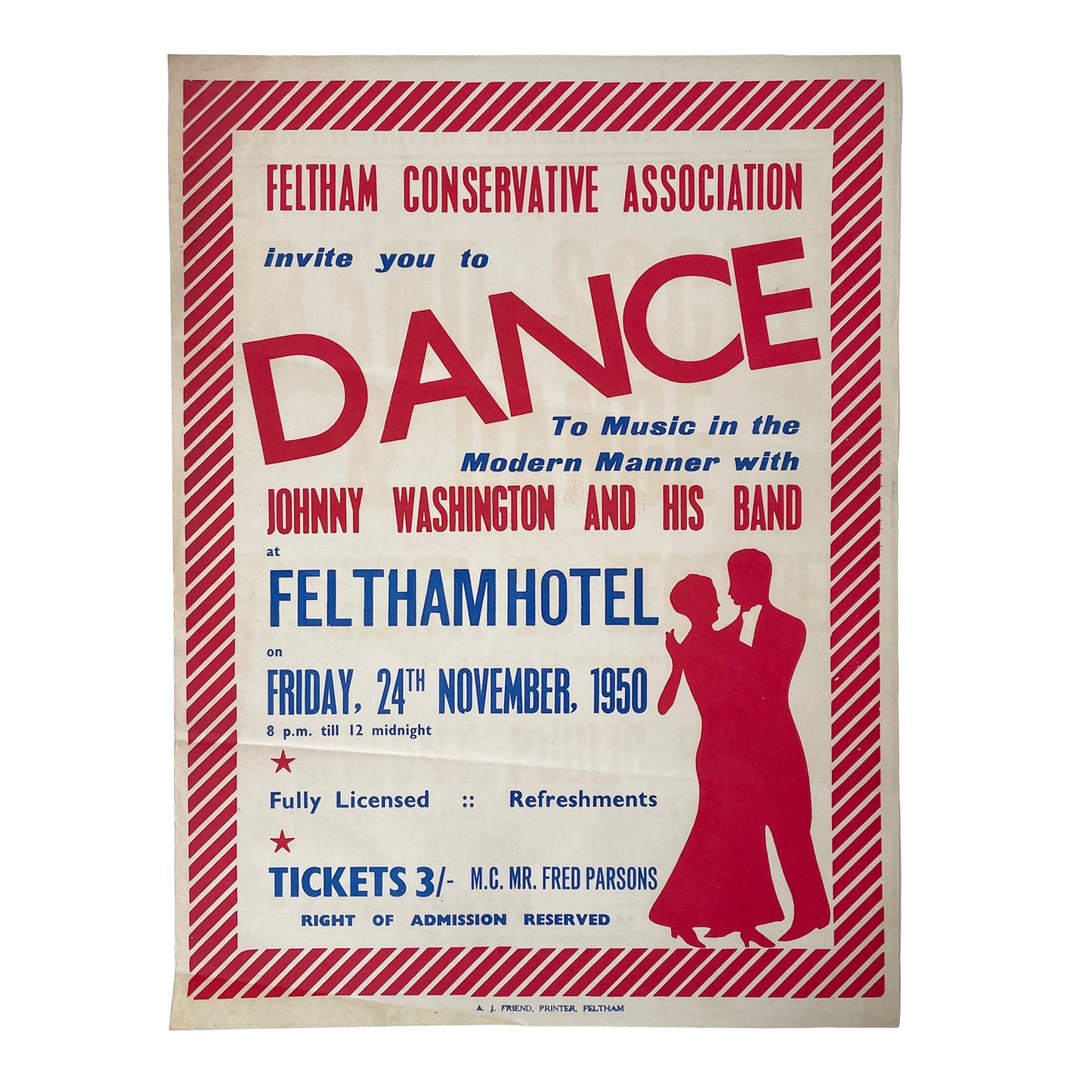 1950’s Original Letterpress Printed Poster – Dance