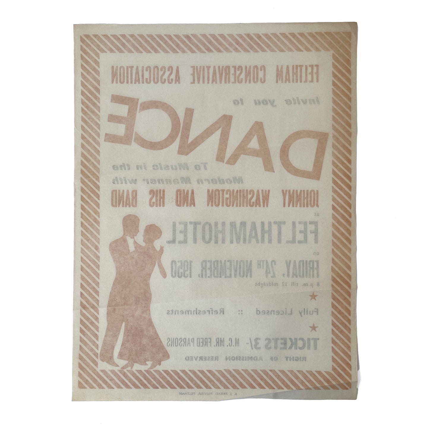 1950’s Original Letterpress Printed Poster – Dance