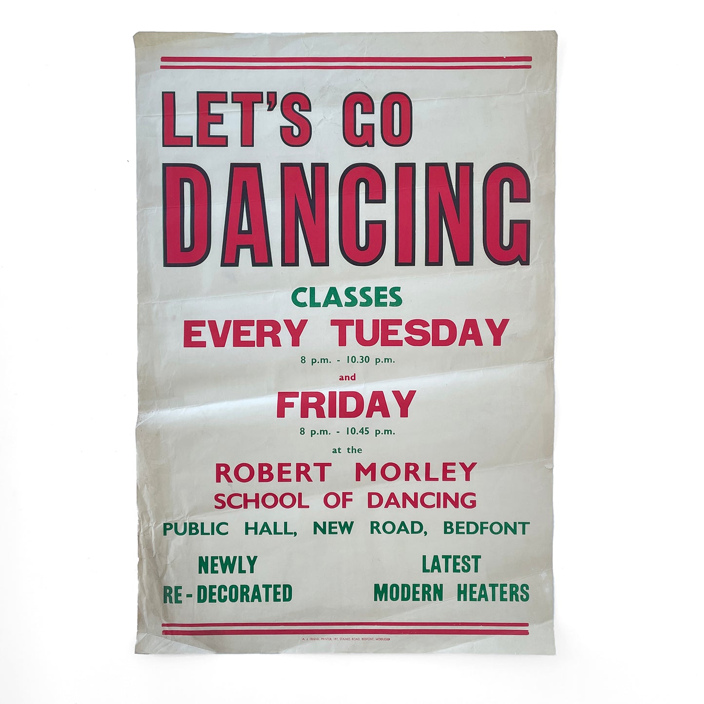 Wonderful 1950’s Original Letterpress Printed Poster – Let’s Go Dancing