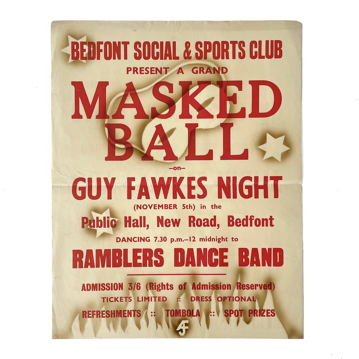 1950’s Original Letterpress Printed Poster – Masked Ball