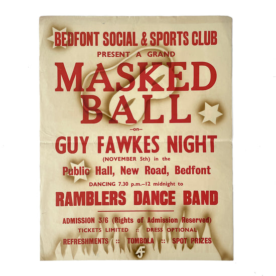 1950’s Original Letterpress Printed Poster – Masked Ball