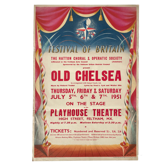 Rare & Stunning 1951 Festival of Britain ‘Old Chelsea’ Poster