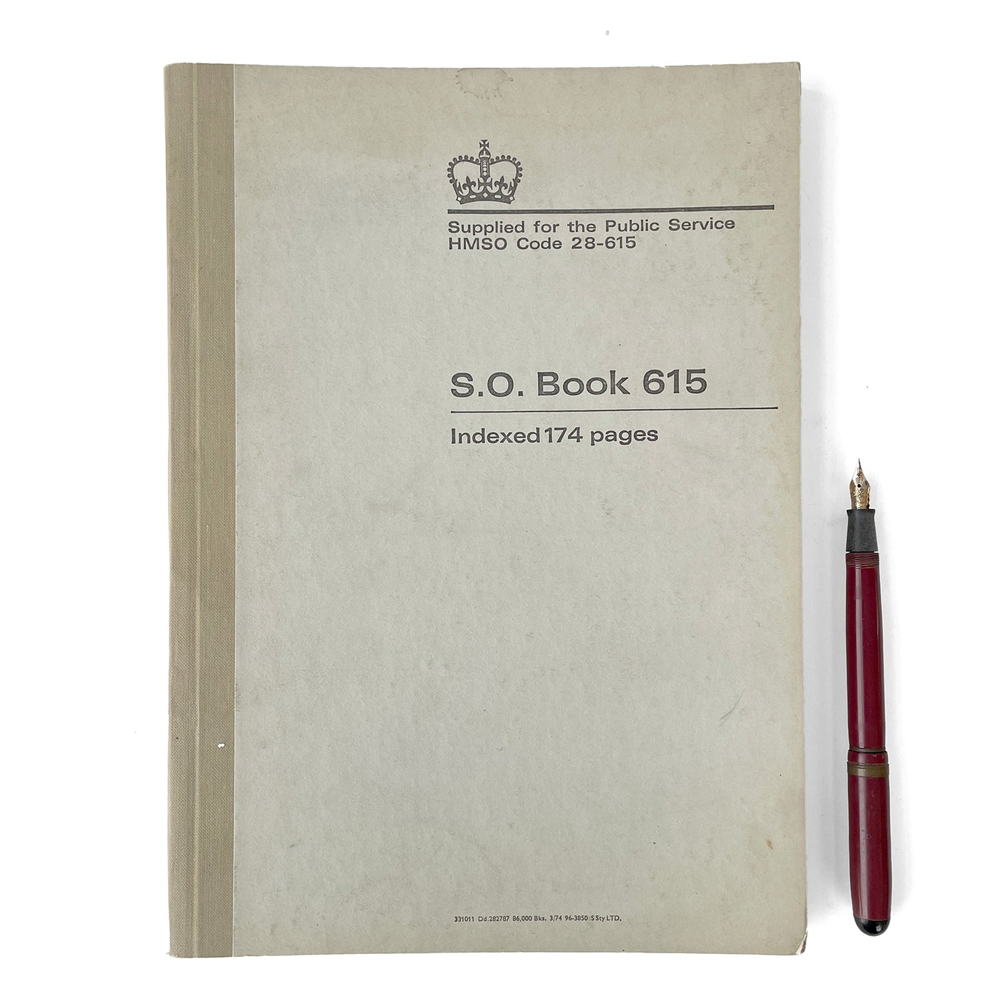 1974 Hardbacked A – Z Indexed Lined ‘Stationery Office’ Notebook