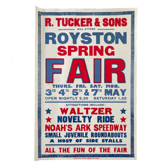 1970’s Original Letterpress Printed Poster – Spring Fair – Royston