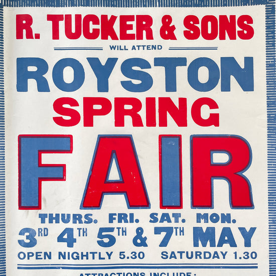 1970’s Original Letterpress Printed Poster – Spring Fair – Royston