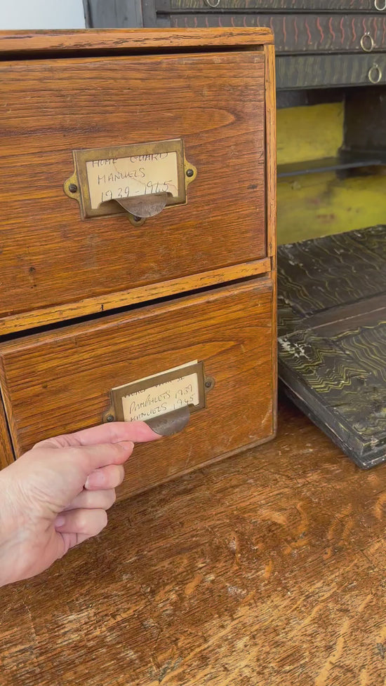Load and play video in Gallery viewer, Fantastic 1940’s Oak Index Card Drawers
